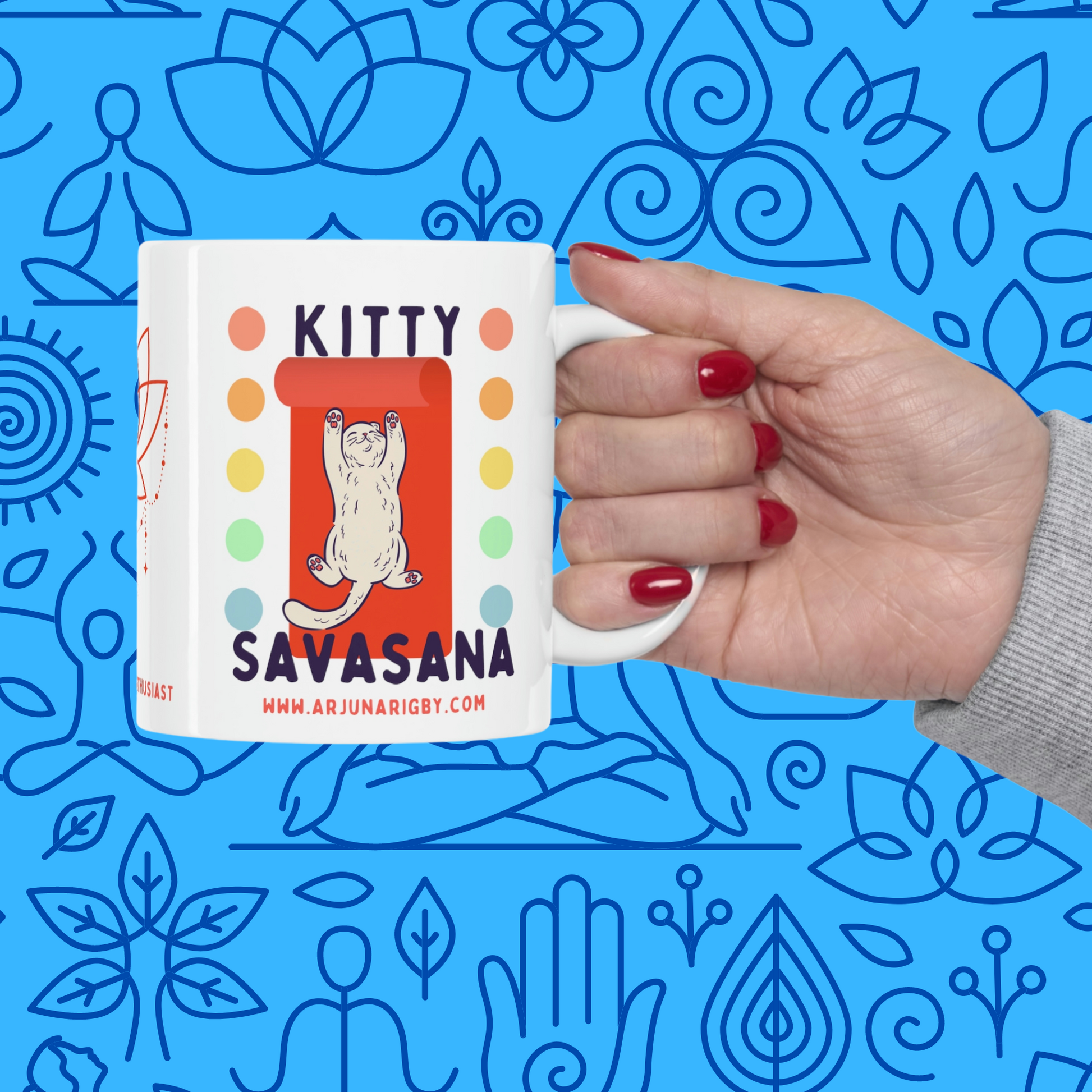 Kitty Savasana Mug - Arjuna Rigby Art and Lifestyle Store