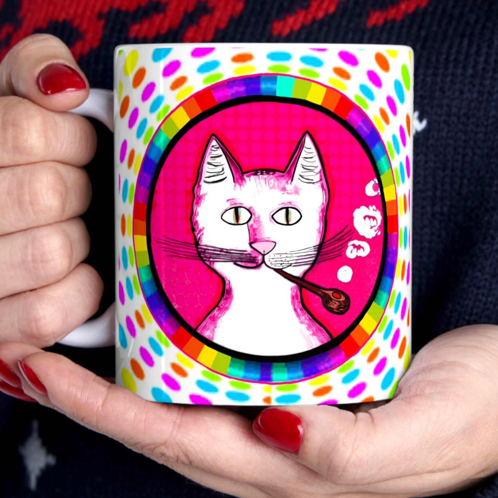 Trippy Happy Gentleman's Cat - Mug - Arjuna Rigby Art and Lifestyle Store