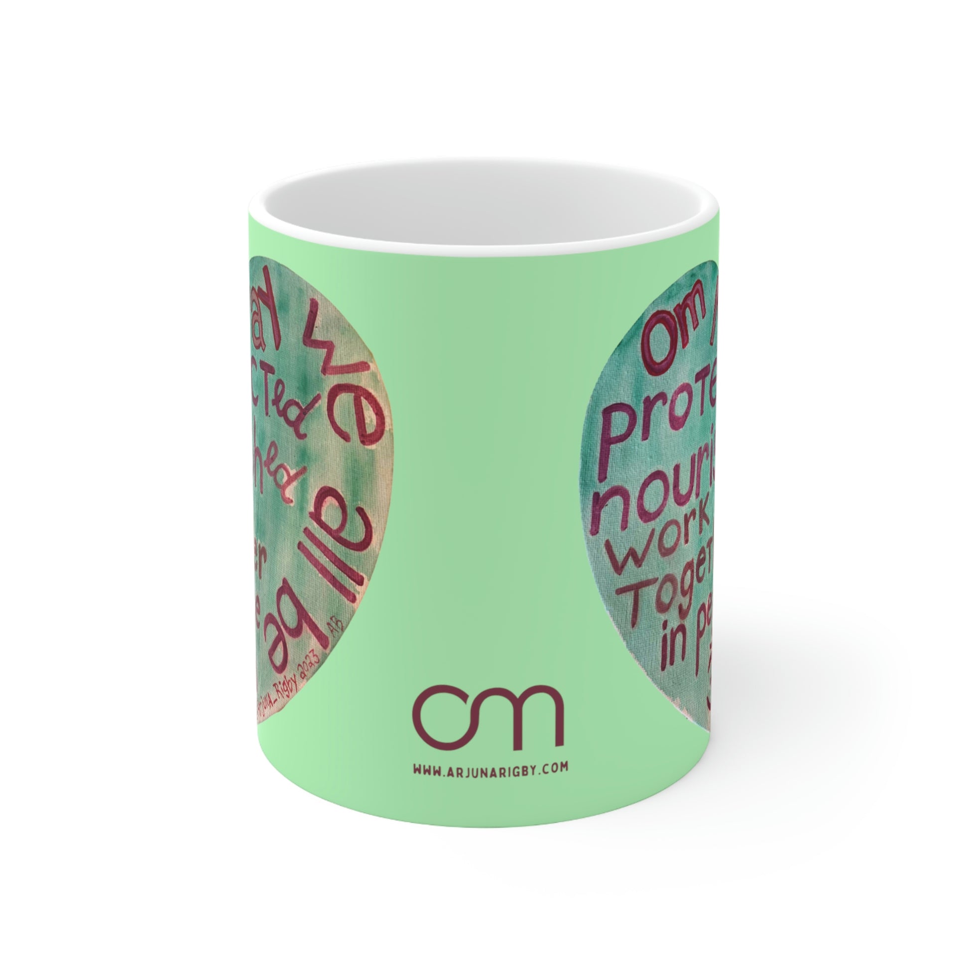 Om May We All Be Protected - Mug - Arjuna Rigby Art and Lifestyle Store