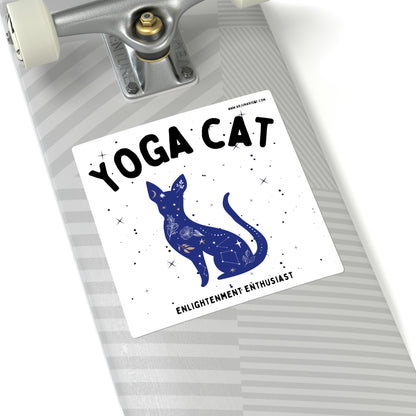 Yoga Cat (White) Sticker - Arjuna Rigby Art and Lifestyle Store