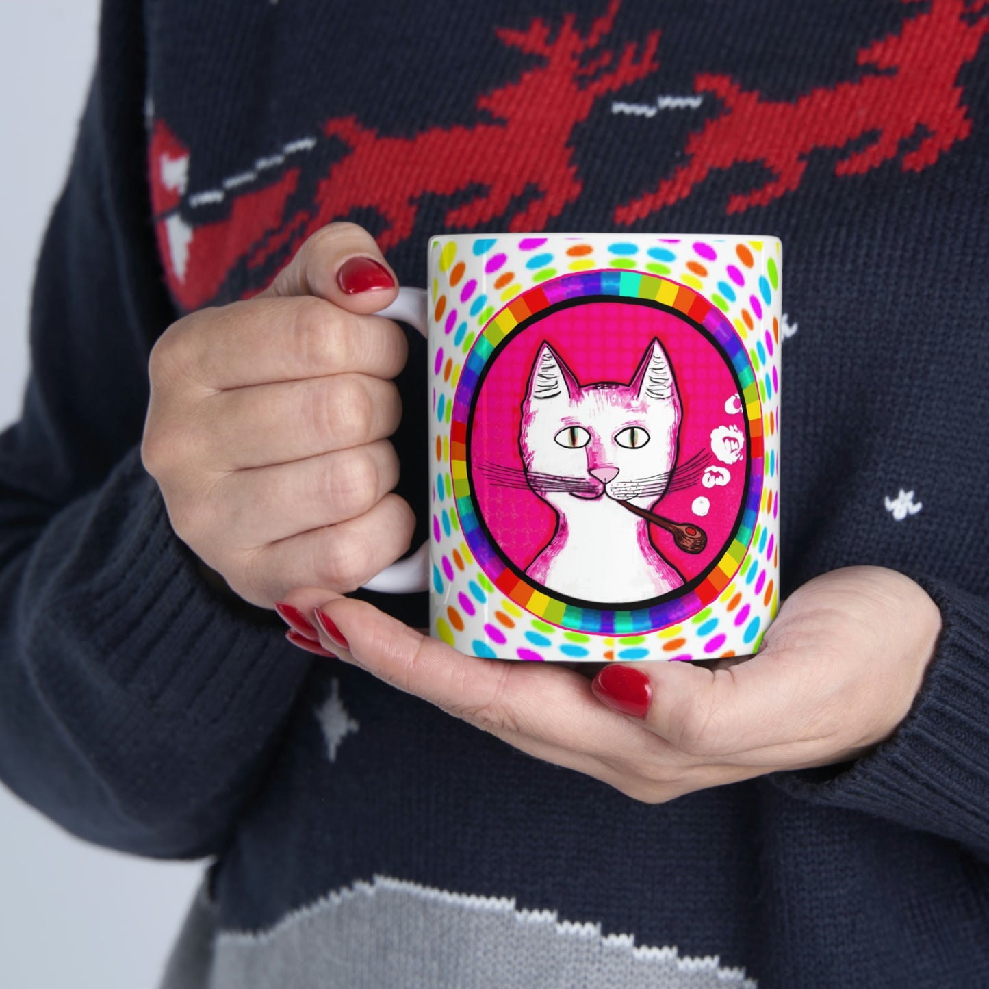 Trippy Happy Gentleman's Cat - Mug - Arjuna Rigby Art and Lifestyle Store