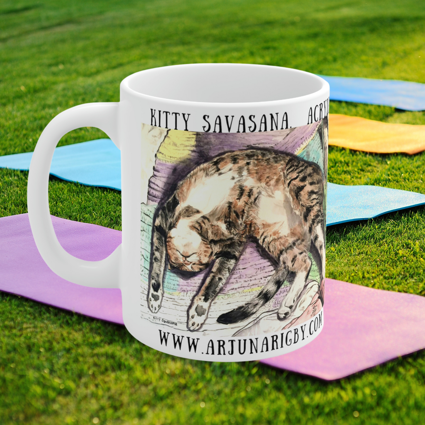 Kitty Savasana - Mug - Arjuna Rigby Art and Lifestyle Store