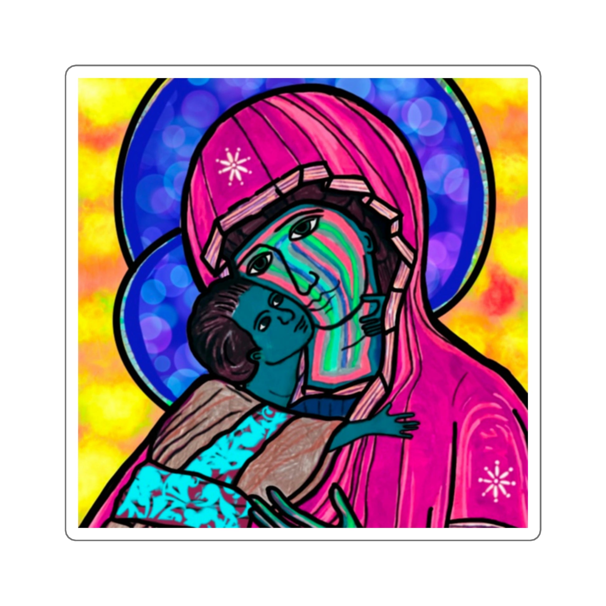 Madonna & Child Sticker (Pink Robes) - Arjuna Rigby Art and Lifestyle Store