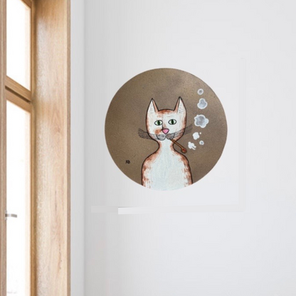 Gentleman's Cat - Large circle canvas - Arjuna Rigby Art and Lifestyle Store