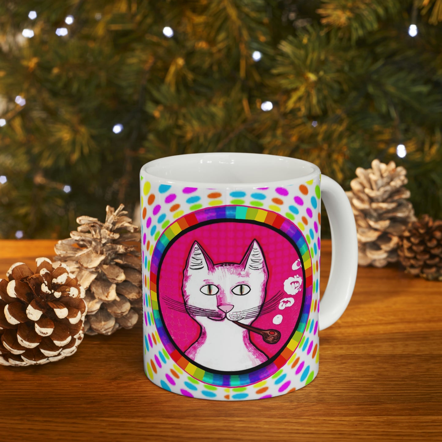 Trippy Happy Gentleman's Cat - Mug - Arjuna Rigby Art and Lifestyle Store