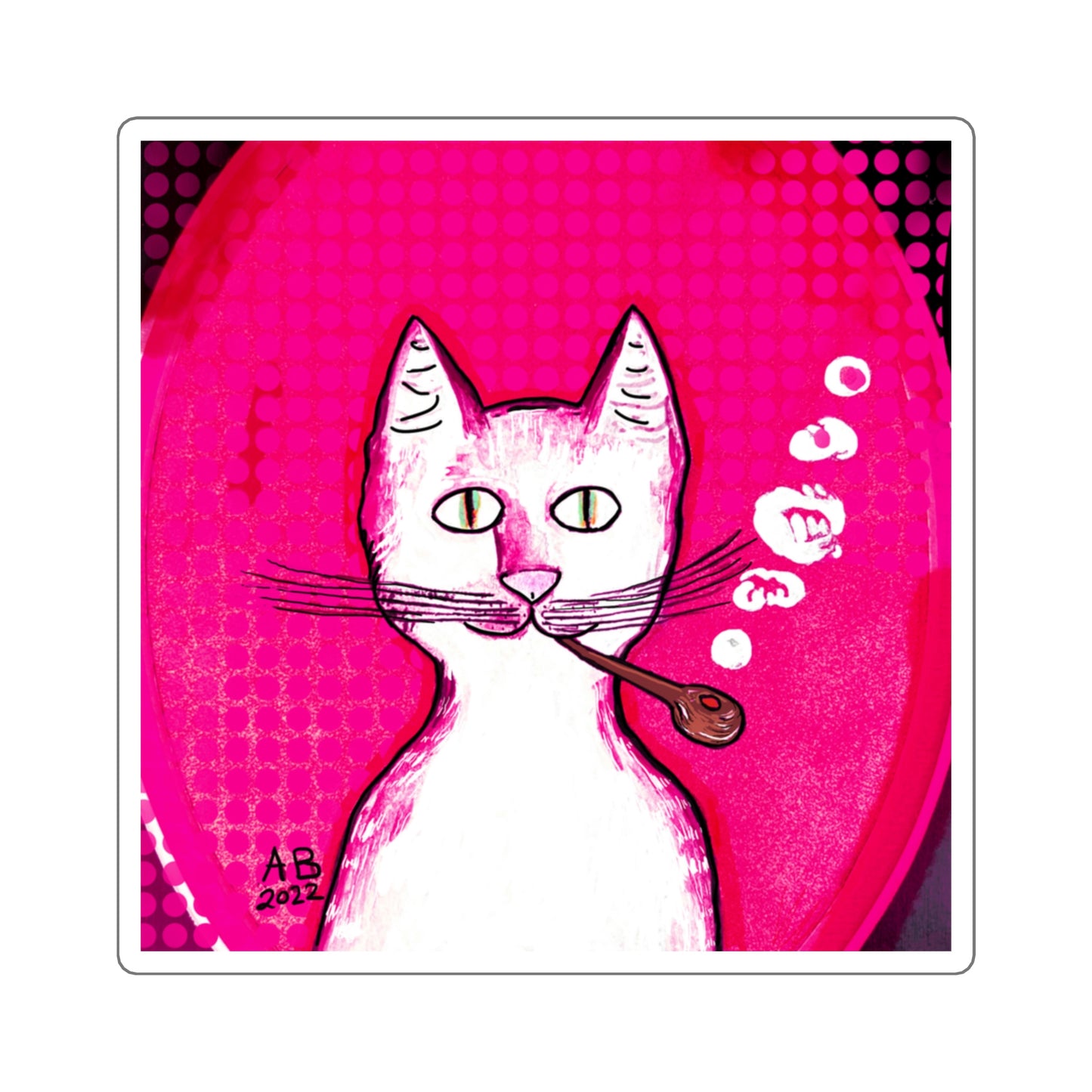 Hot Pink Gentleman's Cat - Sticker - Arjuna Rigby Art and Lifestyle Store