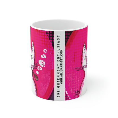 Hot Pink Gentleman's Cat - Mug - Arjuna Rigby Art and Lifestyle Store