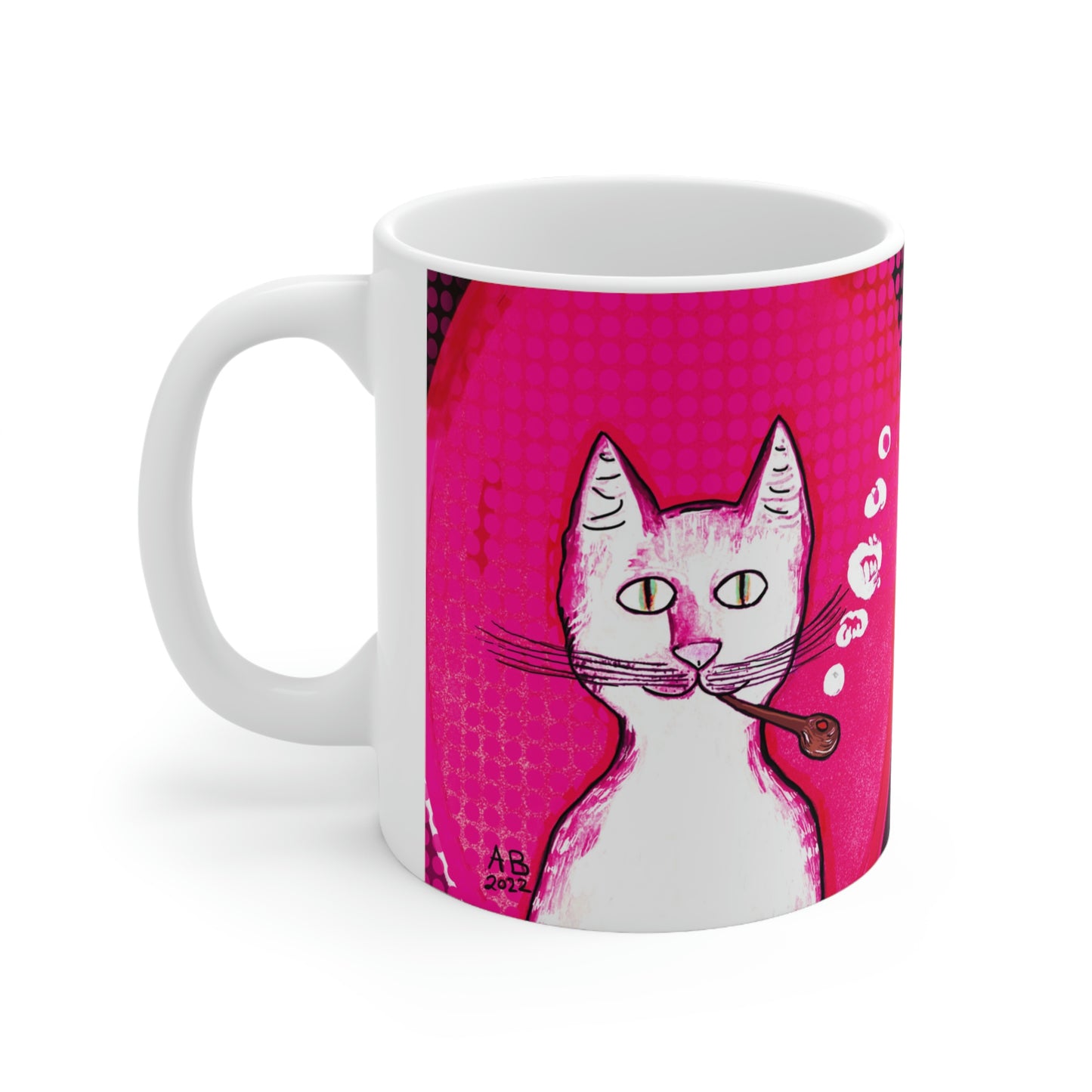 Hot Pink Gentleman's Cat - Mug - Arjuna Rigby Art and Lifestyle Store