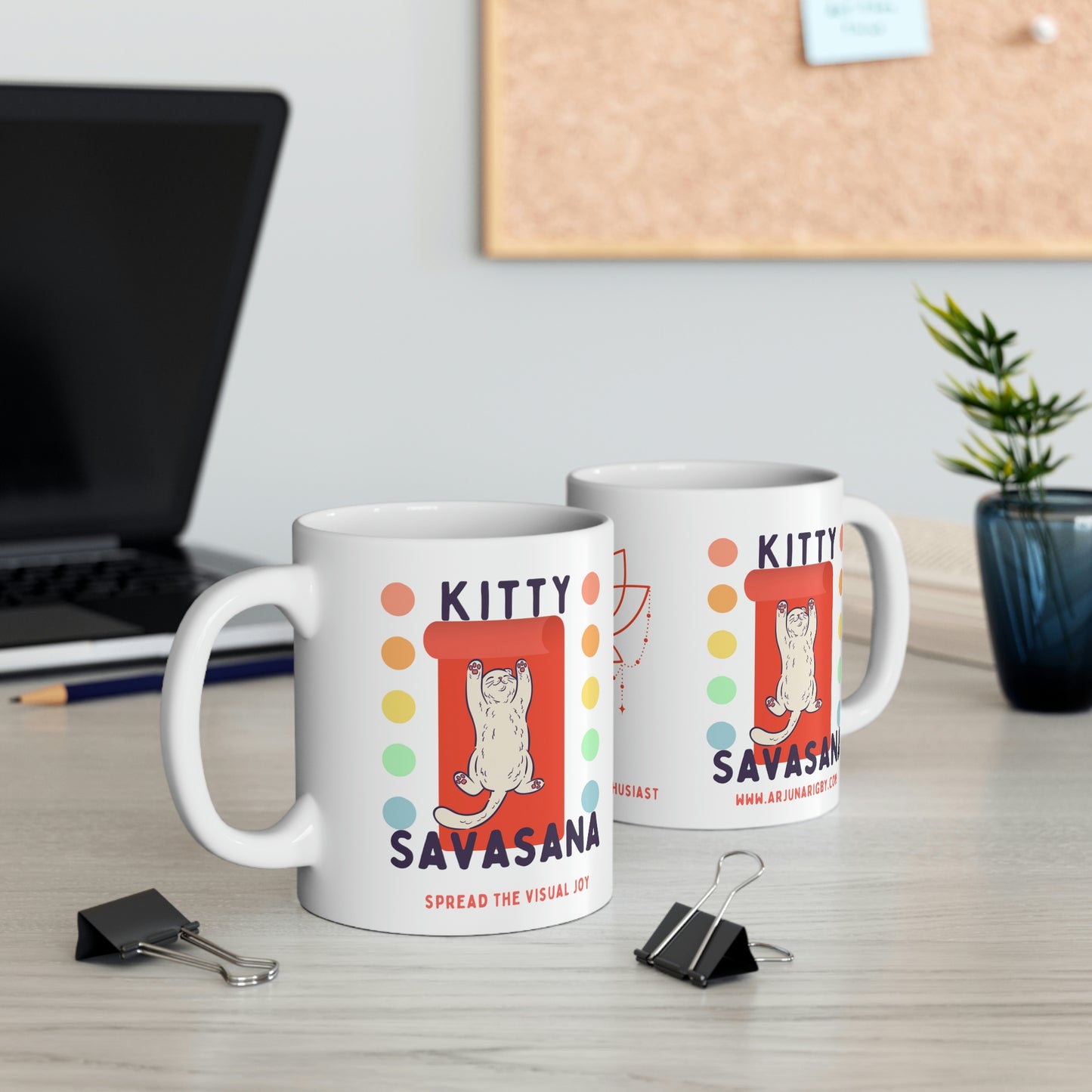 Kitty Savasana Mug - Arjuna Rigby Art and Lifestyle Store