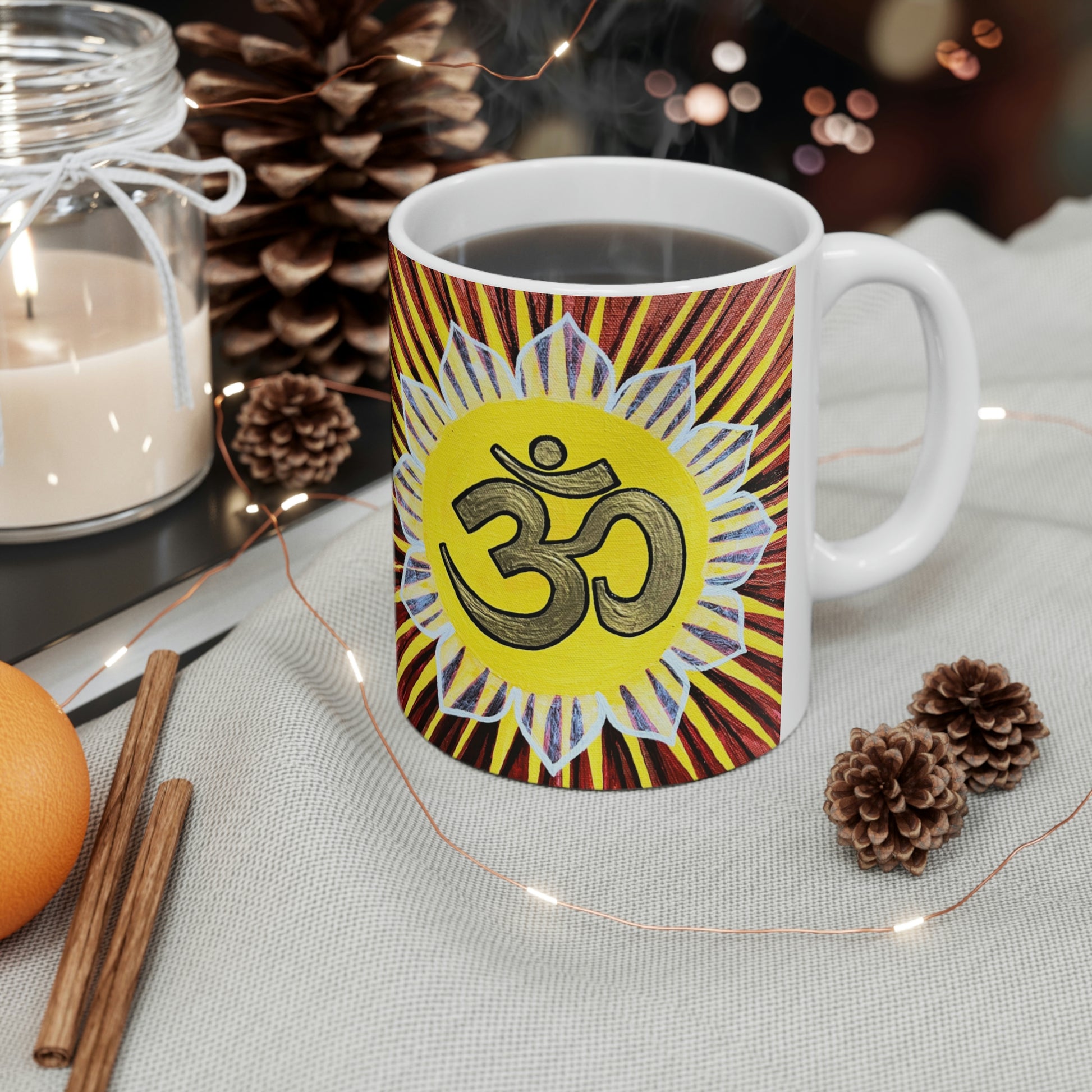 Gold Sunburst OM - Mug - Arjuna Rigby Art and Lifestyle Store