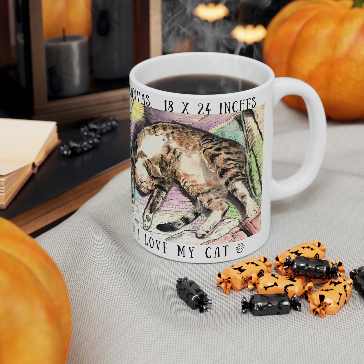 Kitty Savasana - Mug - Arjuna Rigby Art and Lifestyle Store