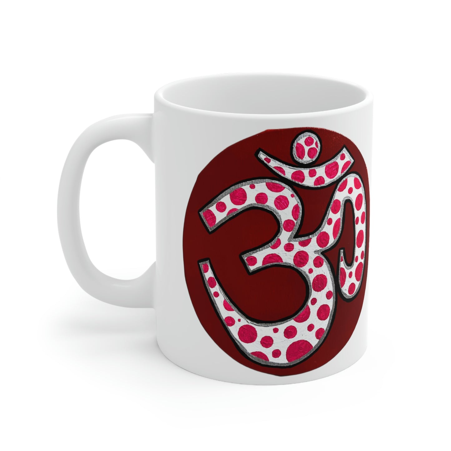 Red & Pink Polka Dot OM - Mug - Arjuna Rigby Art and Lifestyle Store