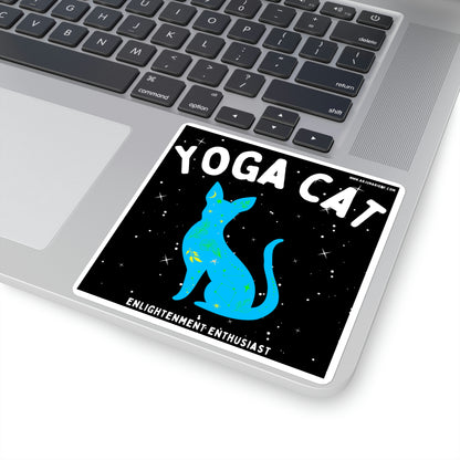 Yoga Cat (Black) Sticker - Arjuna Rigby Art and Lifestyle Store