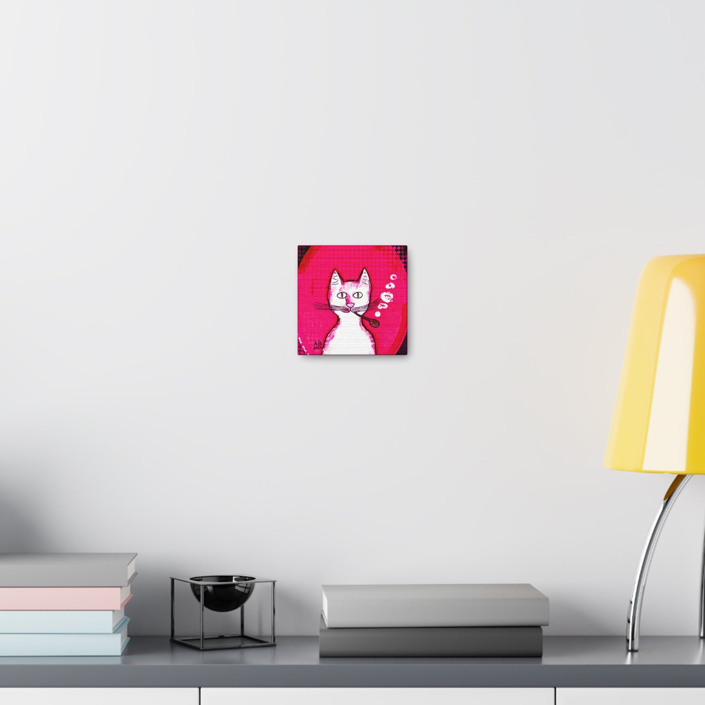 Hot Pink Gentleman's Cat - Canvas Box-Print - Arjuna Rigby Art and Lifestyle Store