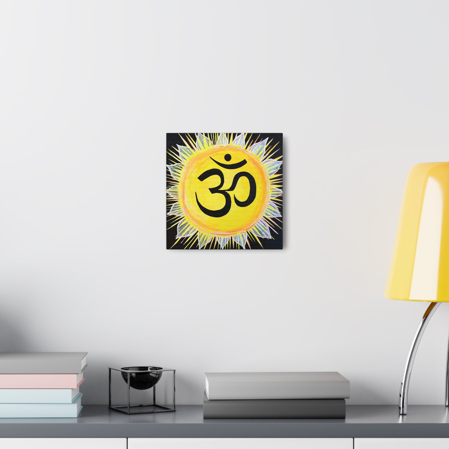 Sunburst AUM on Black Background - Canvas Box-Print - Arjuna Rigby Art and Lifestyle Store