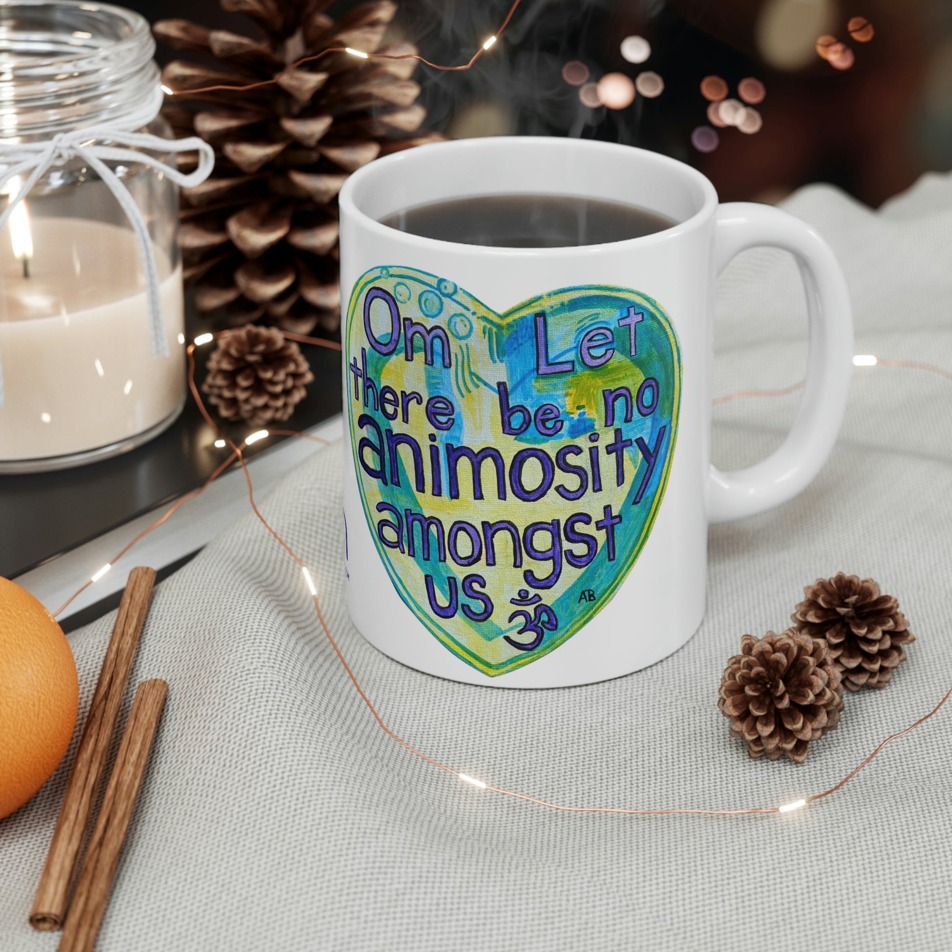 Om Let There Be No Animosity Amongst Us - Mug - Arjuna Rigby Art and Lifestyle Store