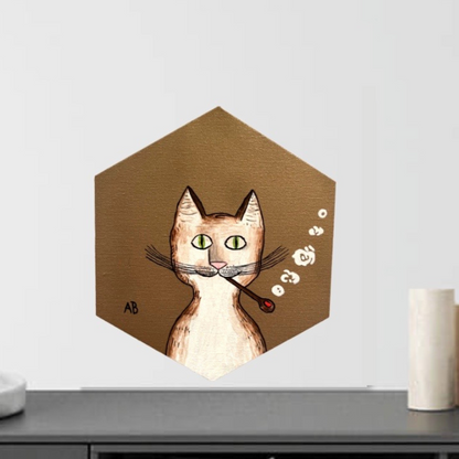 Gentleman's Cat - hexagon canvas - Arjuna Rigby Art and Lifestyle Store