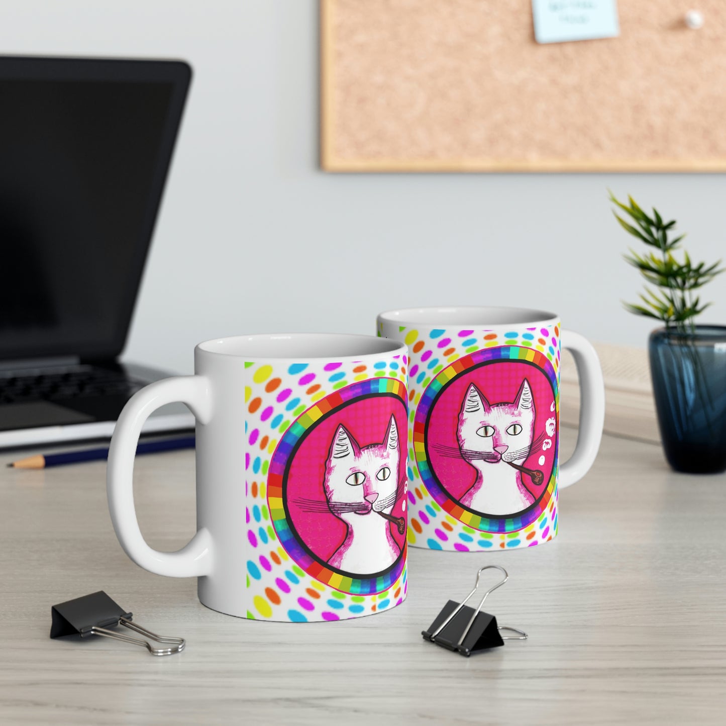 Trippy Happy Gentleman's Cat - Mug - Arjuna Rigby Art and Lifestyle Store