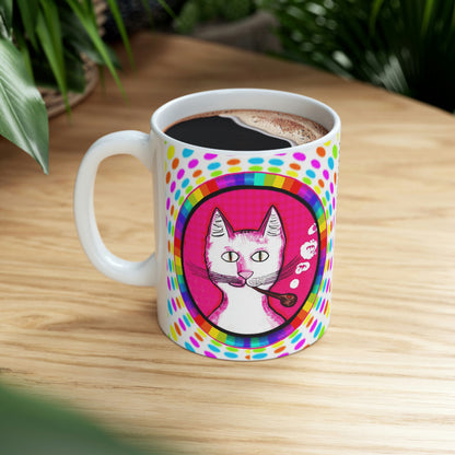 Trippy Happy Gentleman's Cat - Mug - Arjuna Rigby Art and Lifestyle Store