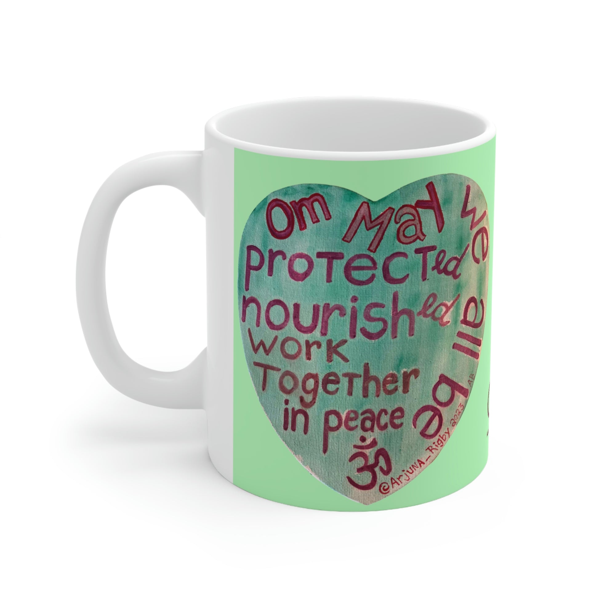 Om May We All Be Protected - Mug - Arjuna Rigby Art and Lifestyle Store