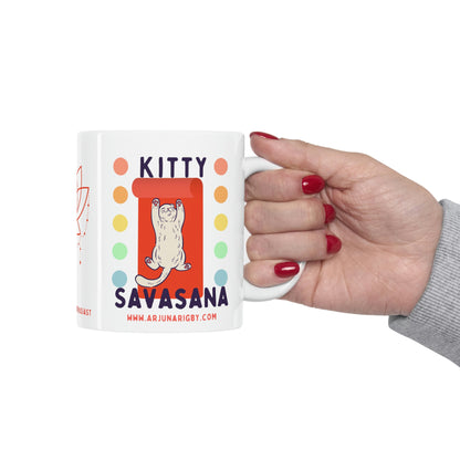 Kitty Savasana Mug - Arjuna Rigby Art and Lifestyle Store