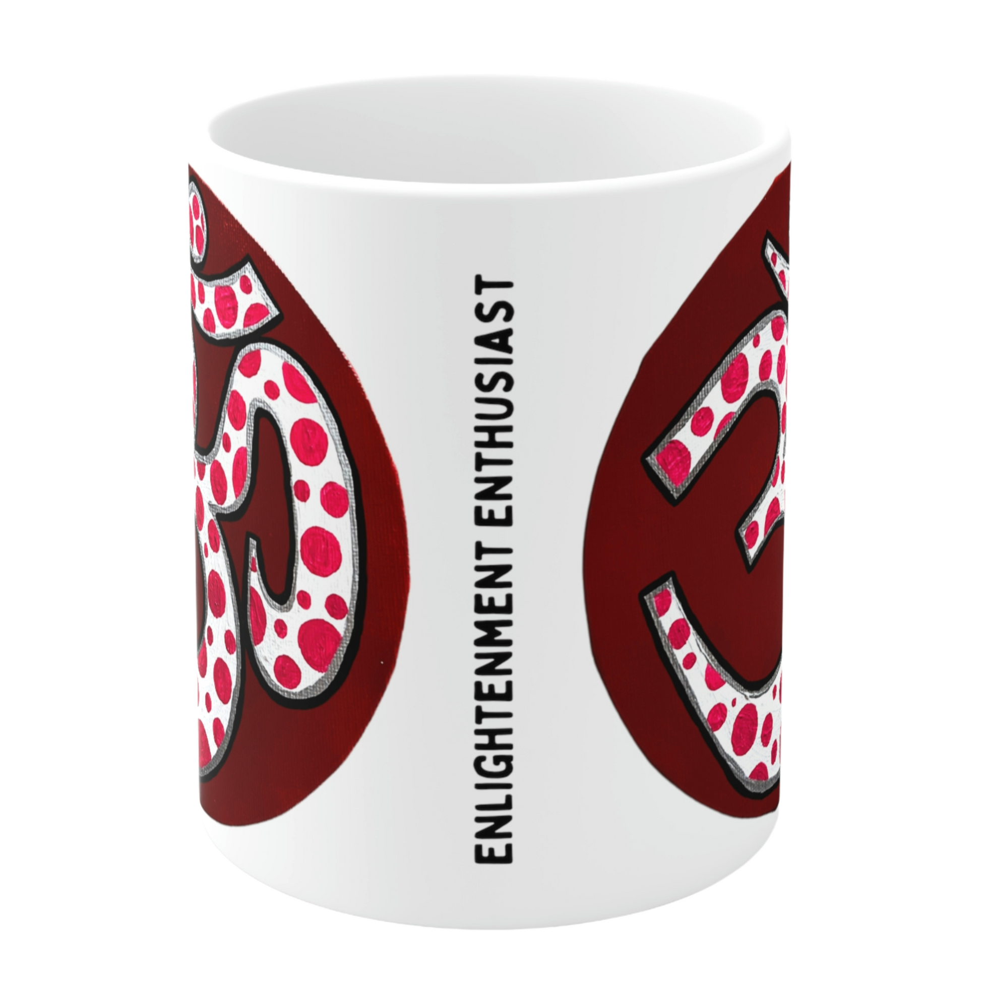 Red & Pink Polka Dot OM - Mug - Arjuna Rigby Art and Lifestyle Store