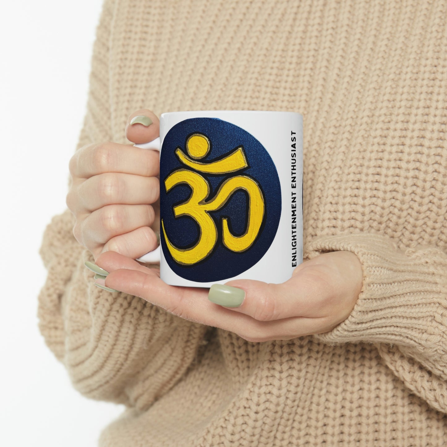 Yellow & Blue OM - Mug - Arjuna Rigby Art and Lifestyle Store