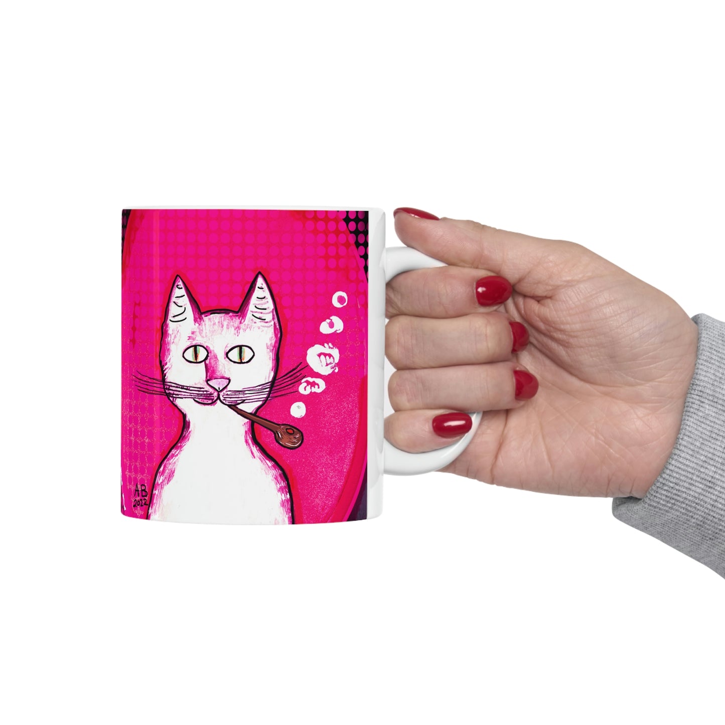 Hot Pink Gentleman's Cat - Mug - Arjuna Rigby Art and Lifestyle Store