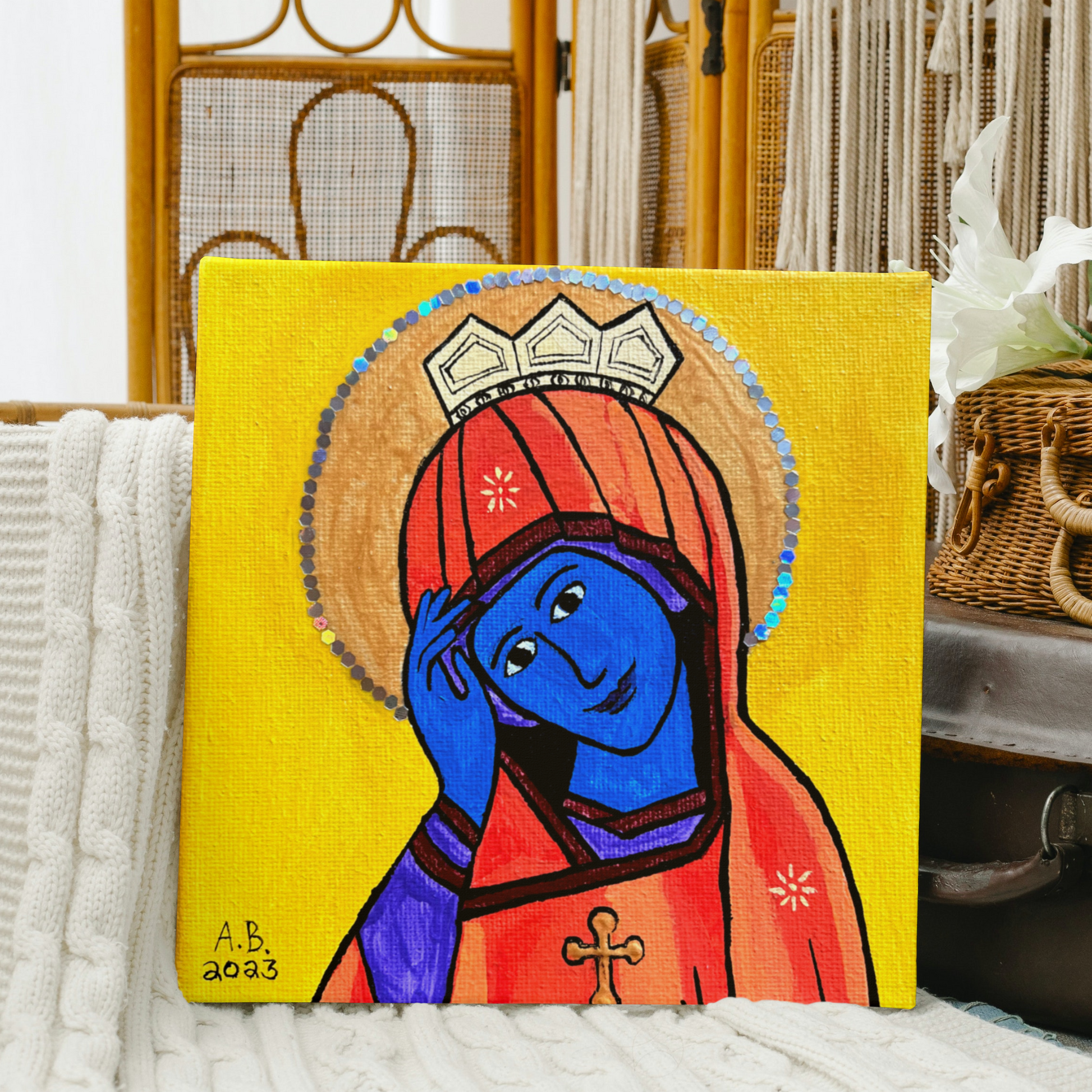 Mary Queen of Heaven Small Square- Print - Arjuna Rigby Art and Lifestyle Store