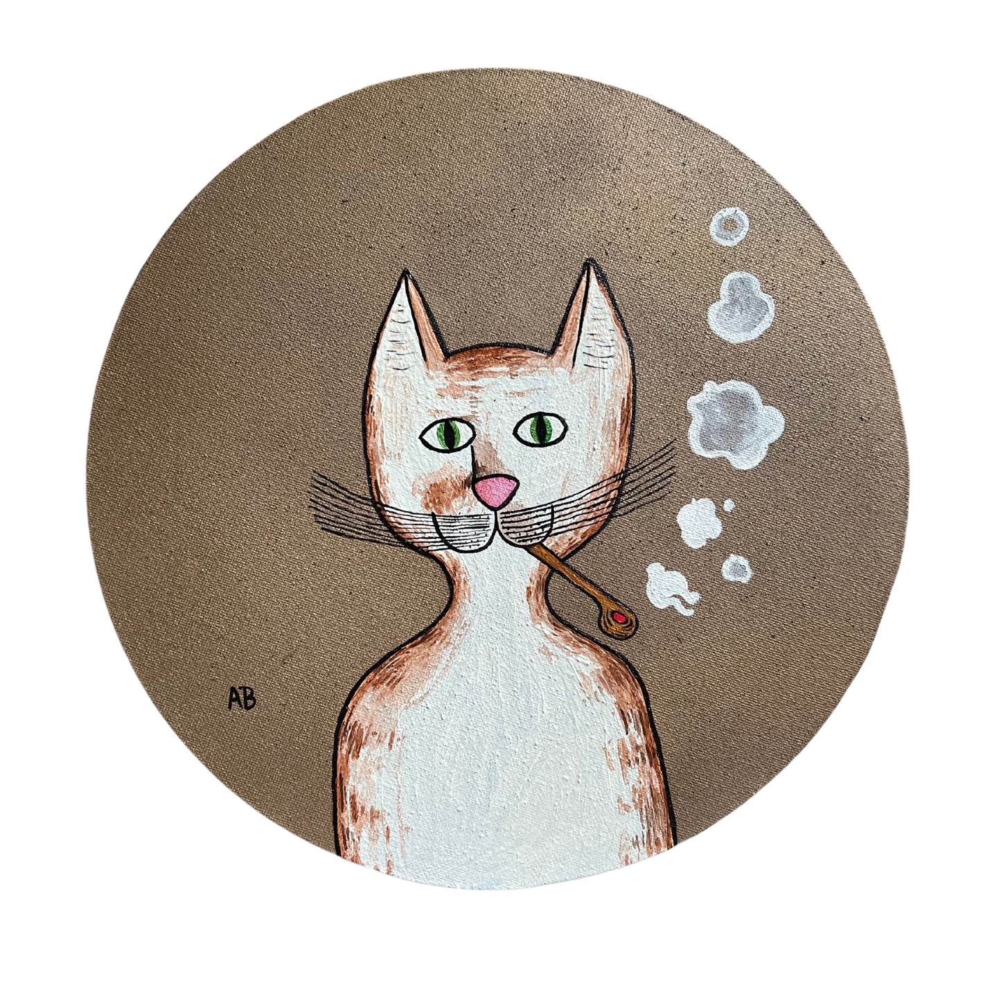 Gentleman's Cat - Large circle canvas - Arjuna Rigby Art and Lifestyle Store