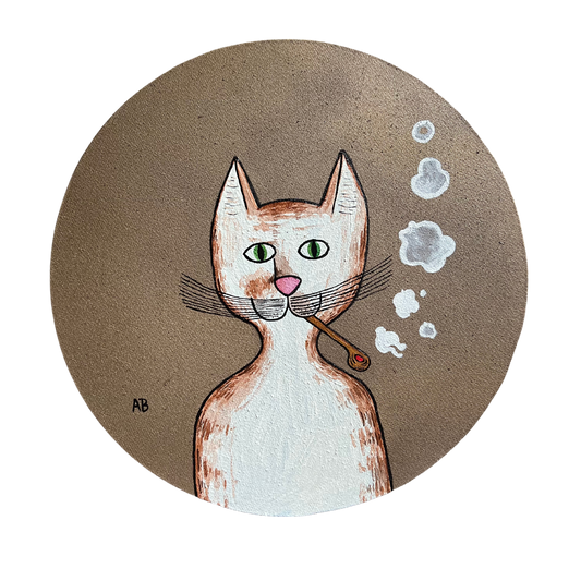 Gentleman's Cat - Large circle canvas - Arjuna Rigby Art and Lifestyle Store