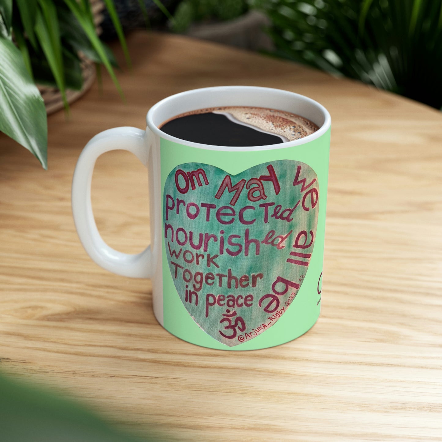 Om May We All Be Protected - Mug - Arjuna Rigby Art and Lifestyle Store