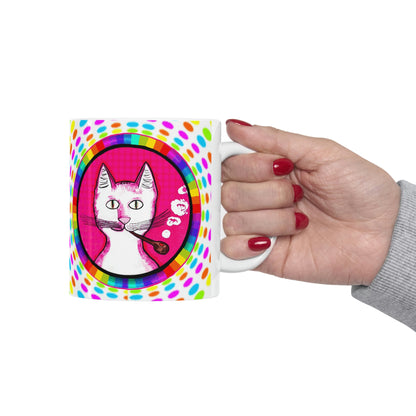 Trippy Happy Gentleman's Cat - Mug - Arjuna Rigby Art and Lifestyle Store