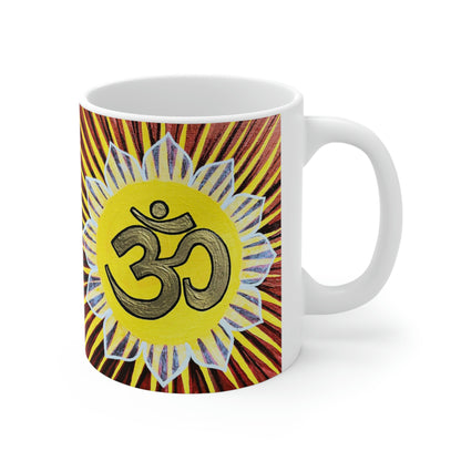 Gold Sunburst OM - Mug - Arjuna Rigby Art and Lifestyle Store