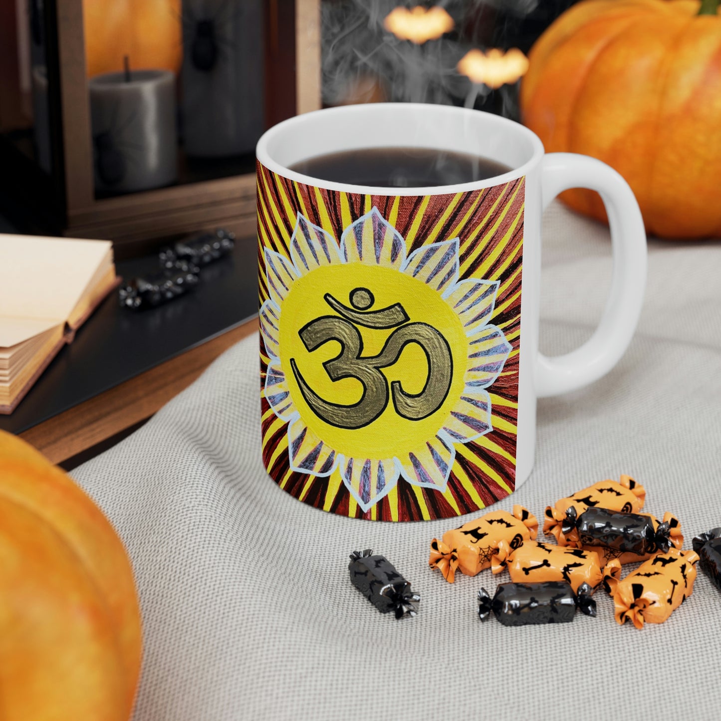 Gold Sunburst OM - Mug - Arjuna Rigby Art and Lifestyle Store