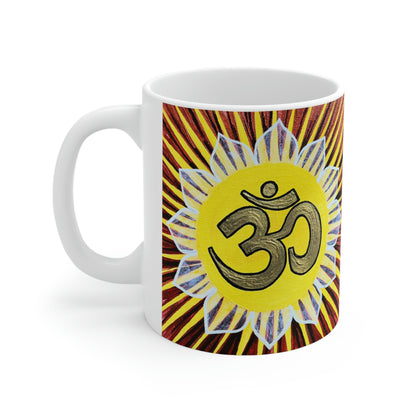 Gold Sunburst OM - Mug - Arjuna Rigby Art and Lifestyle Store