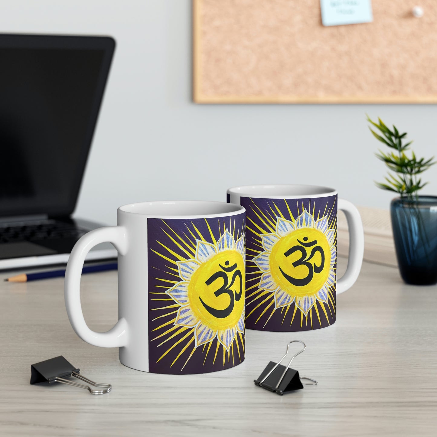 Sunburst OM on Dark Purple - Mug - Arjuna Rigby Art and Lifestyle Store