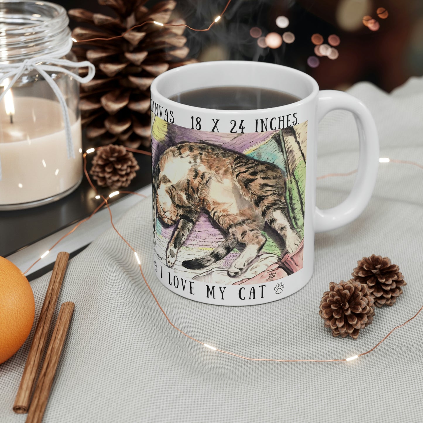 Kitty Savasana - Mug - Arjuna Rigby Art and Lifestyle Store