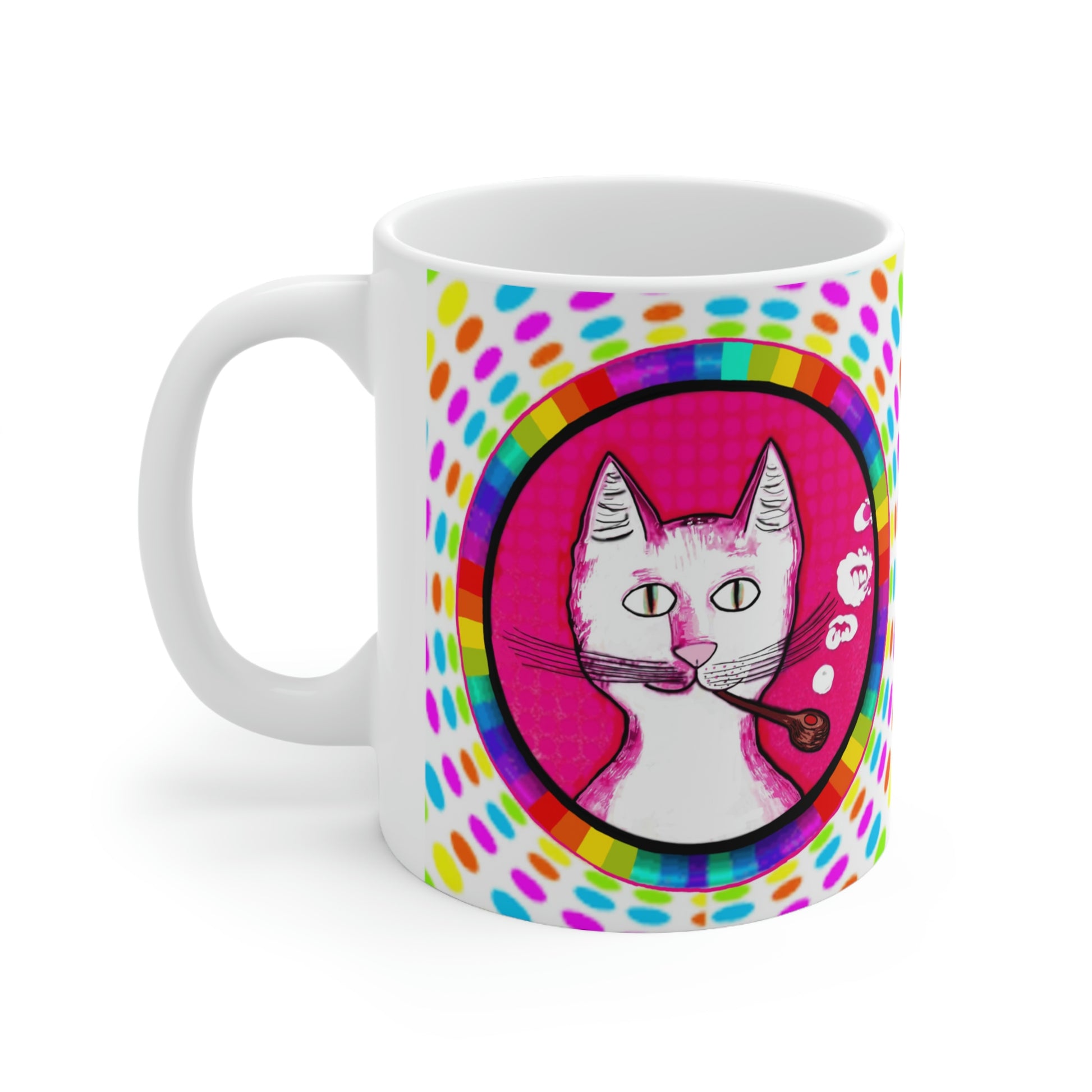 Trippy Happy Gentleman's Cat - Mug - Arjuna Rigby Art and Lifestyle Store