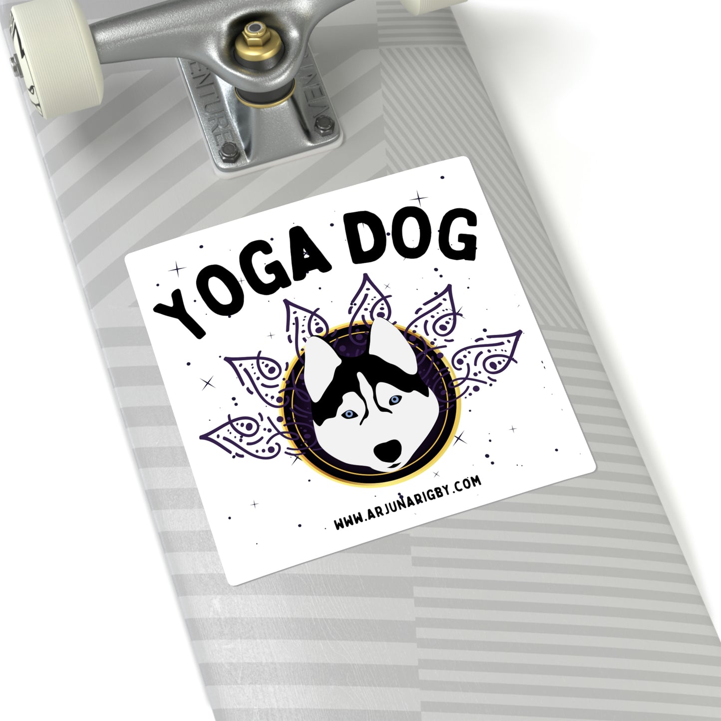 Yoga Dog (White) Sticker - Arjuna Rigby Art and Lifestyle Store