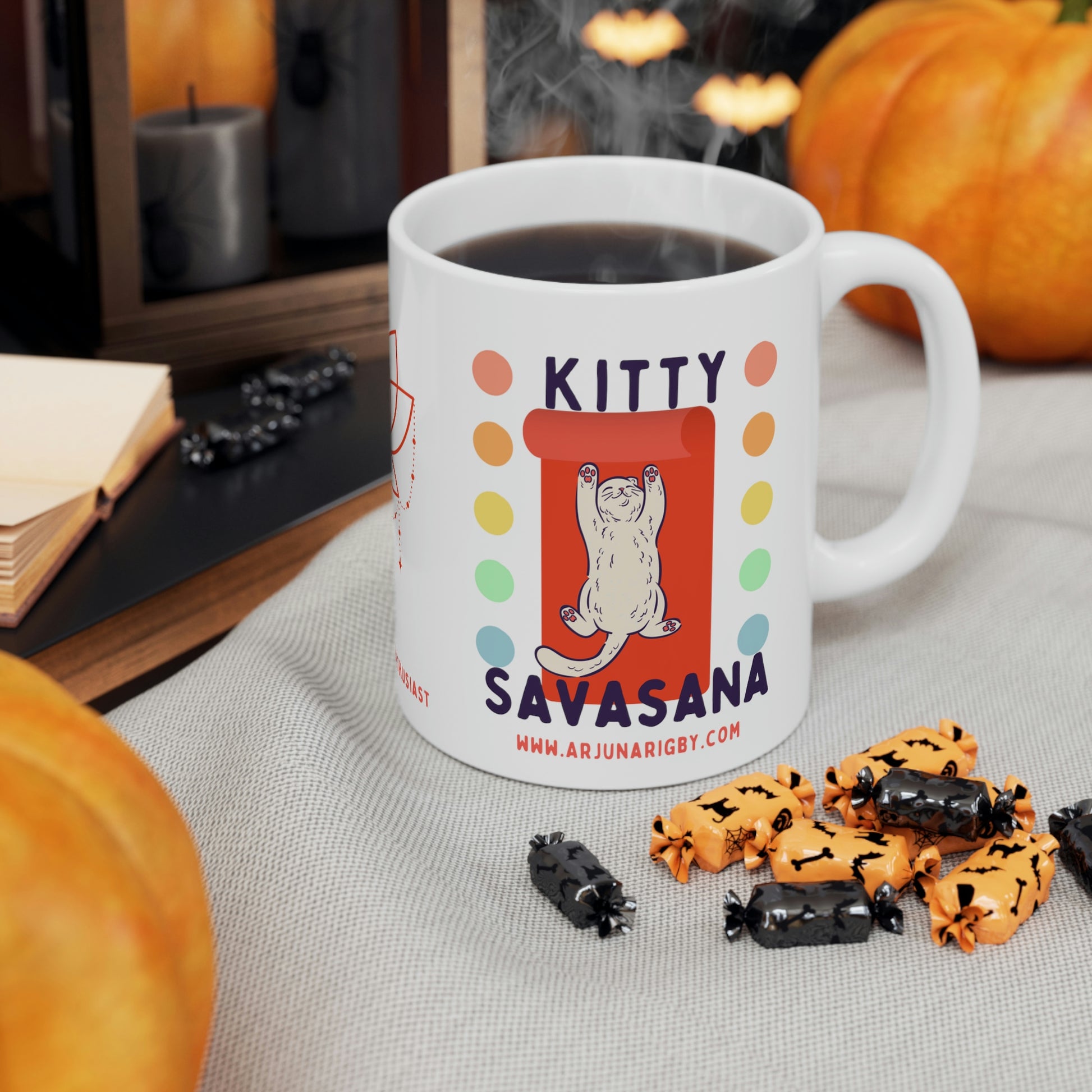 Kitty Savasana Mug - Arjuna Rigby Art and Lifestyle Store