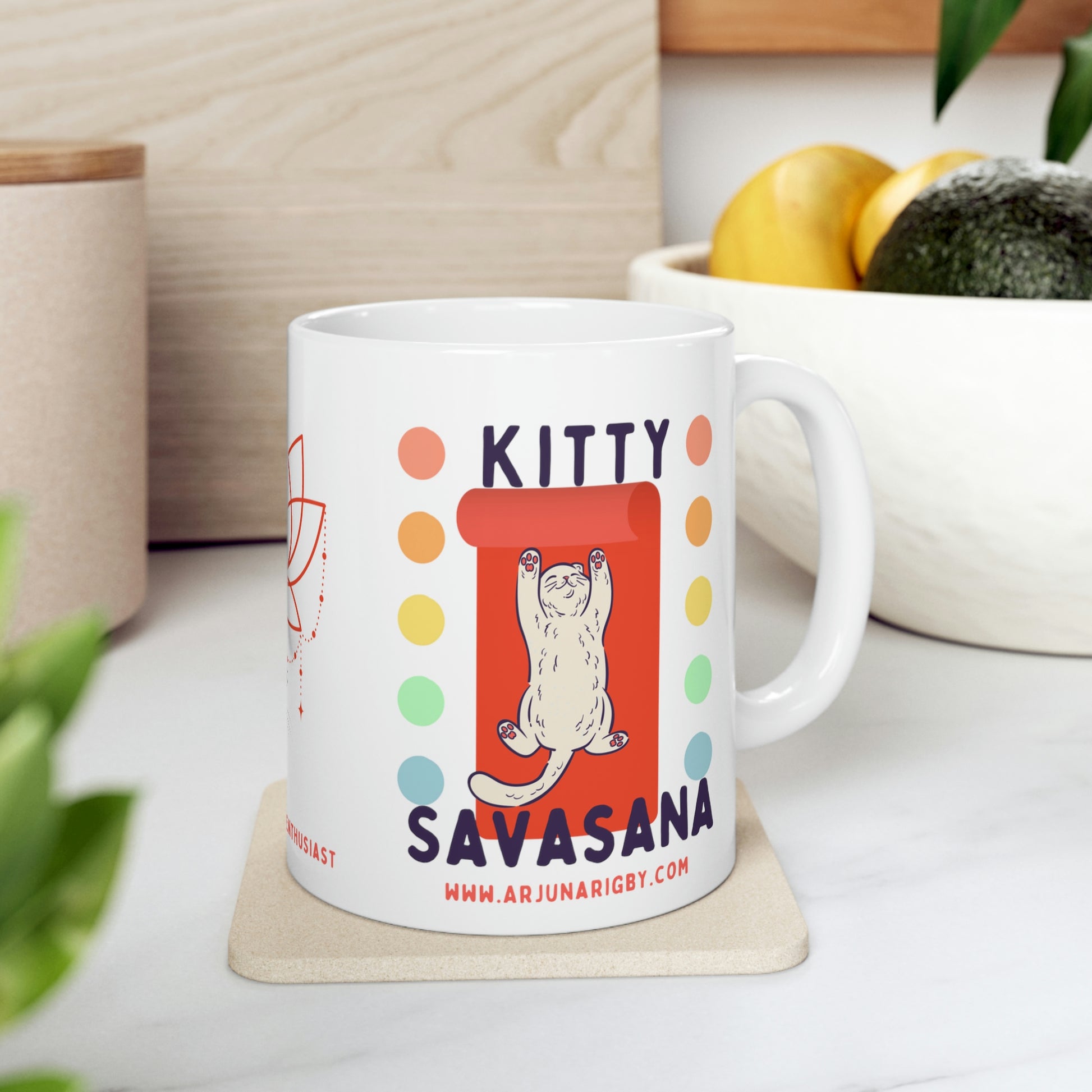 Kitty Savasana Mug - Arjuna Rigby Art and Lifestyle Store