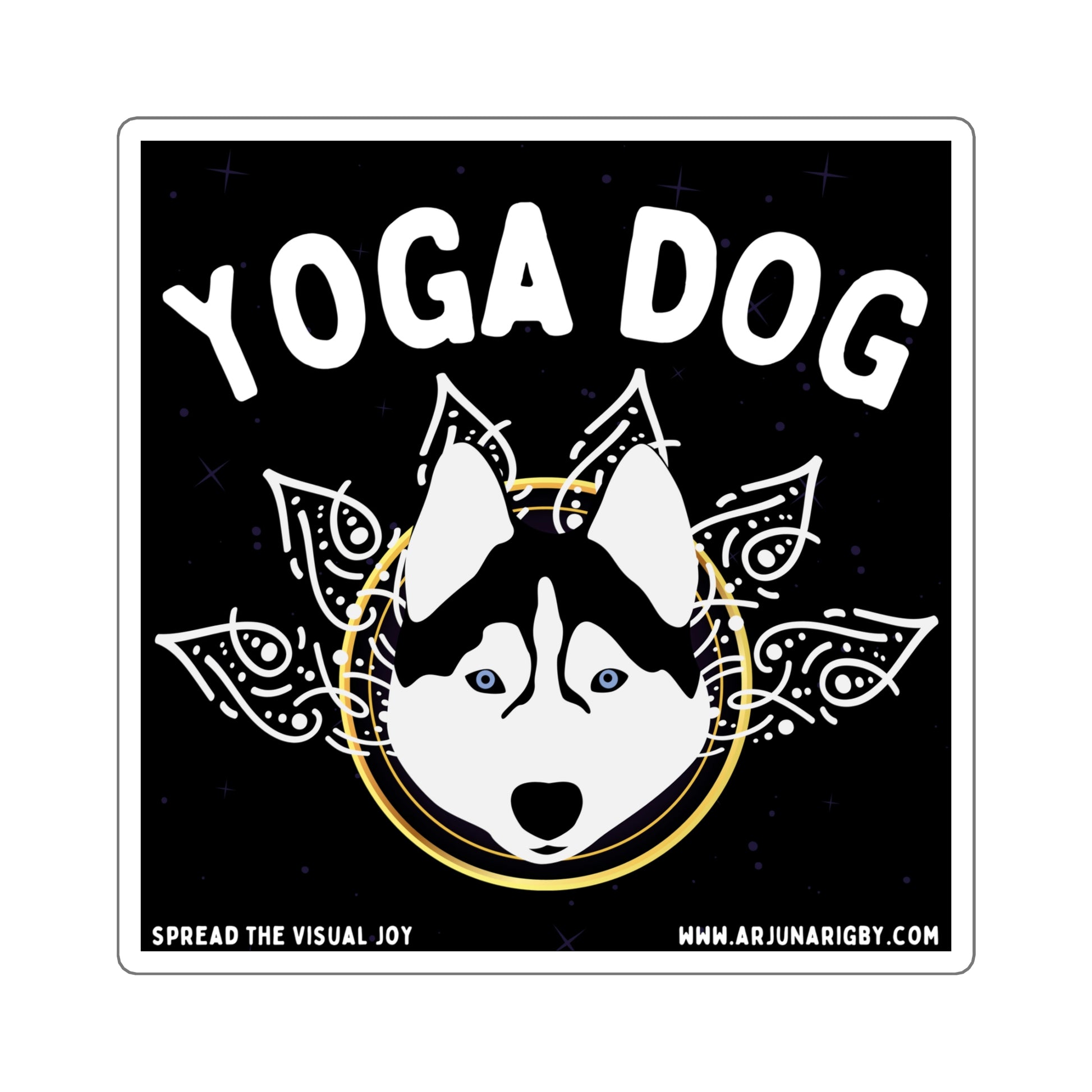 Yoga Dog (Black) Sticker - Arjuna Rigby Art and Lifestyle Store