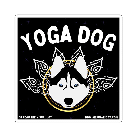 Yoga Dog (Black) Sticker - Arjuna Rigby Art and Lifestyle Store