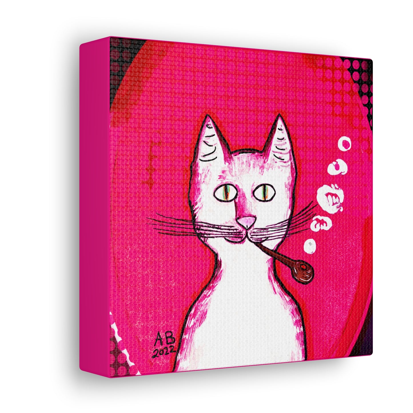 Hot Pink Gentleman's Cat - Canvas Box-Print - Arjuna Rigby Art and Lifestyle Store