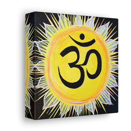 Sunburst AUM on Black Background - Canvas Box-Print - Arjuna Rigby Art and Lifestyle Store