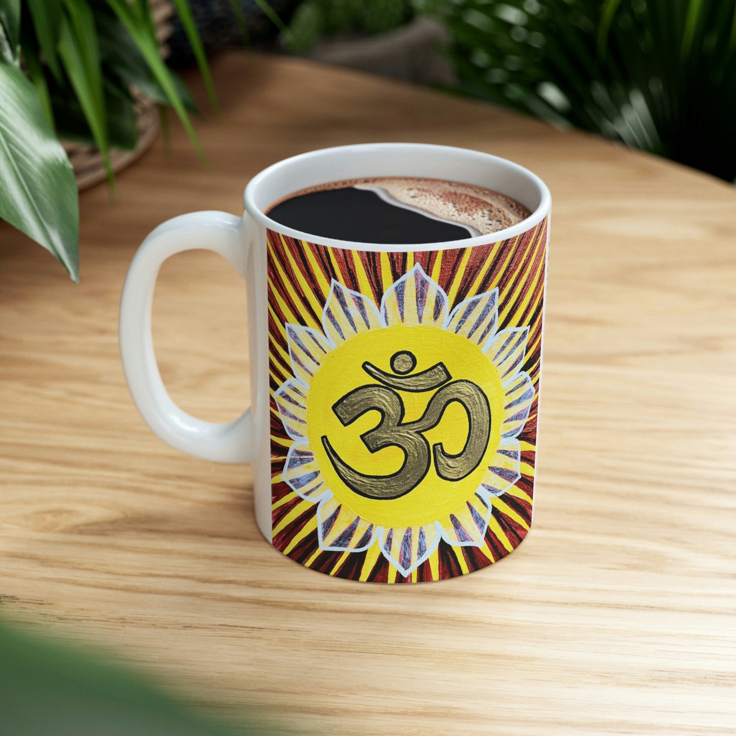 Gold Sunburst OM - Mug - Arjuna Rigby Art and Lifestyle Store