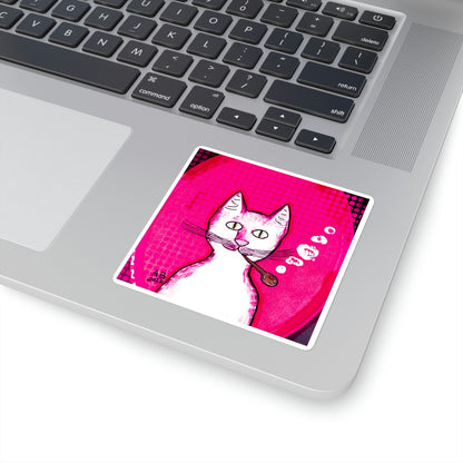 Hot Pink Gentleman's Cat - Sticker - Arjuna Rigby Art and Lifestyle Store