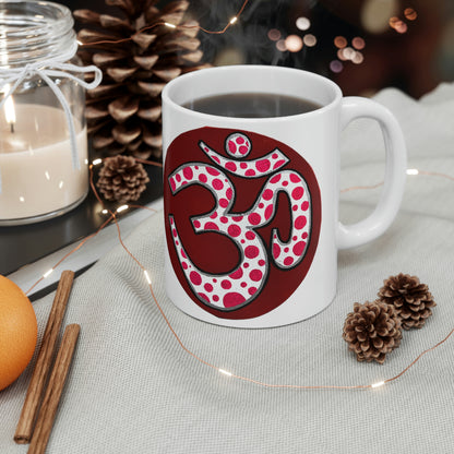 Red & Pink Polka Dot OM - Mug - Arjuna Rigby Art and Lifestyle Store