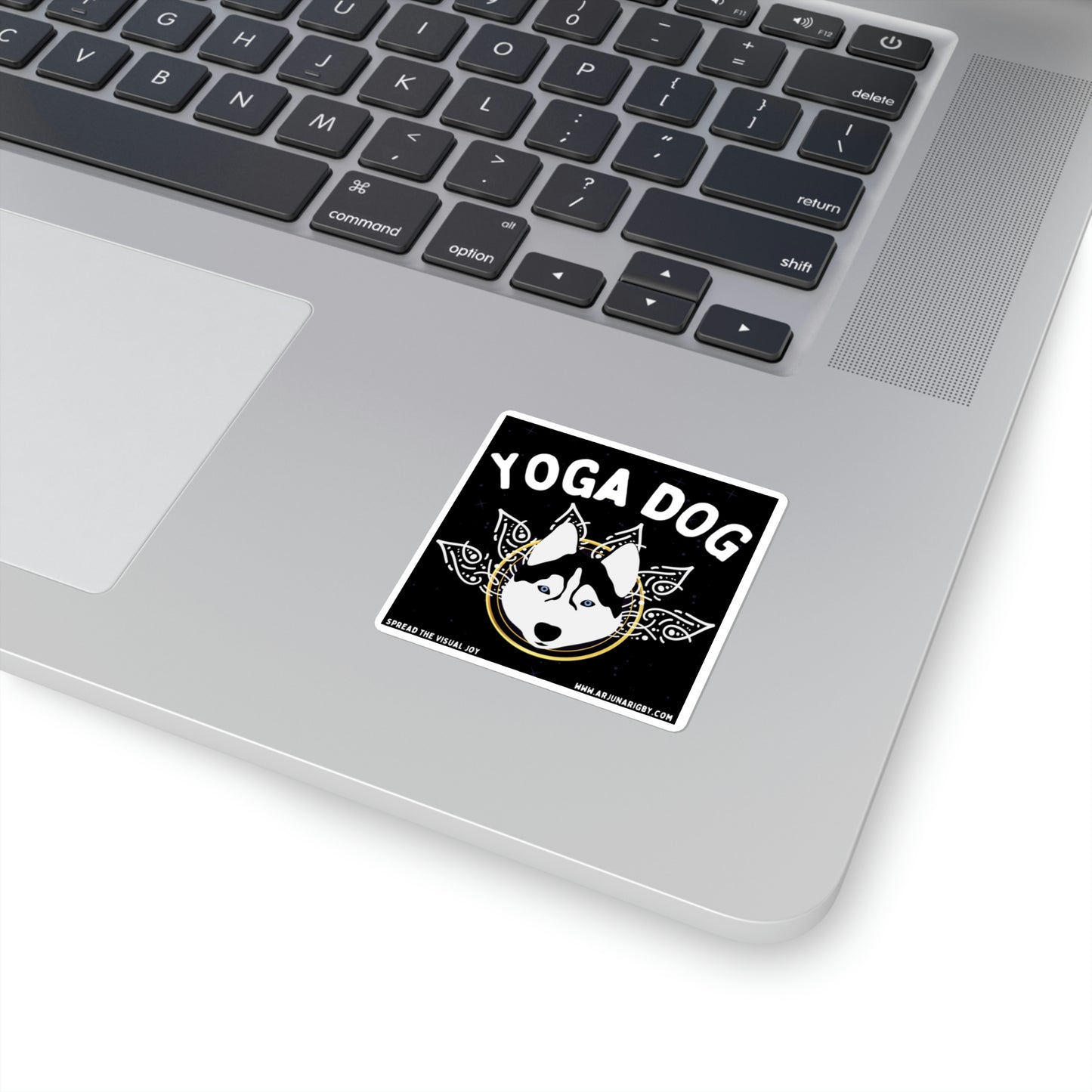 Yoga Dog (Black) Sticker - Arjuna Rigby Art and Lifestyle Store